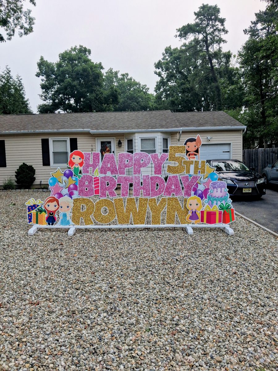 Happy 5th Birthday Rowyn princess yard card display, Manahawkin NJ